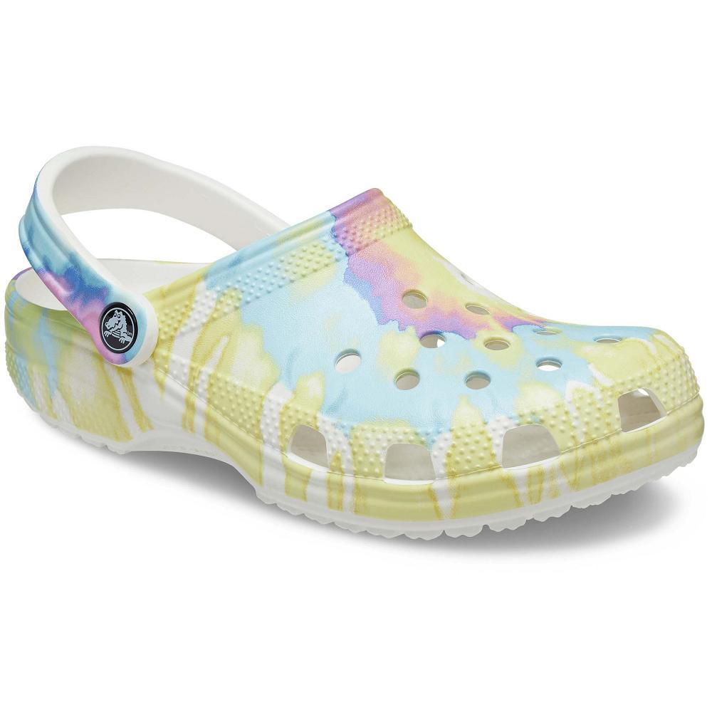 Sabots Crocs Classiche Tie-Dye Graphic Blanche Multicolore Homme | JRT-4898917