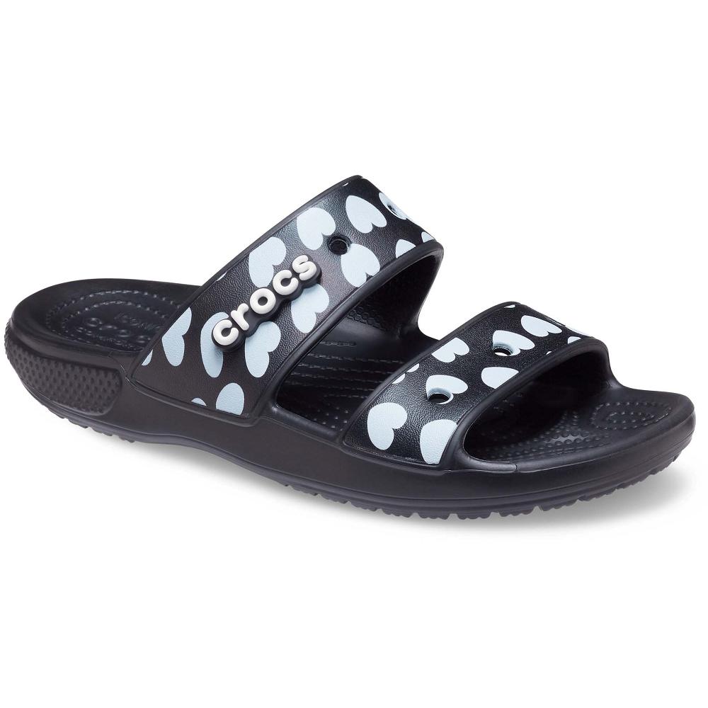 Sandales Crocs Classiche Heart Print Noir Homme | TYQ-1513036