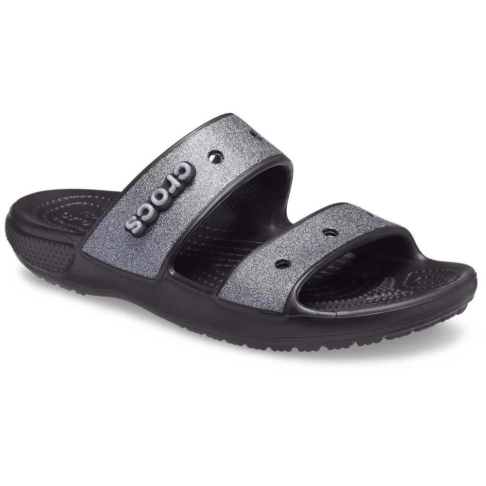 Sandales Crocs Classiche Glitter Argent Noir Homme | ISQ-3886135