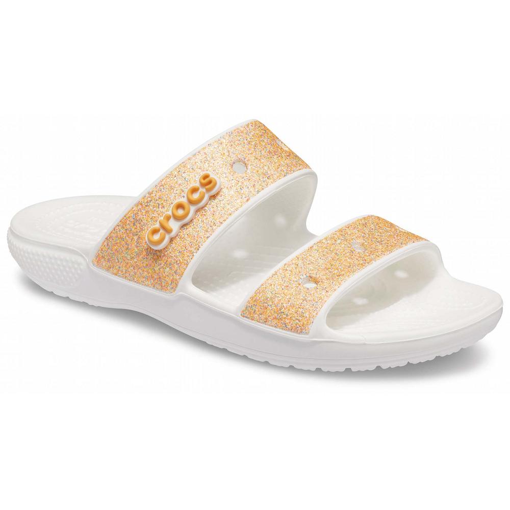 Sandales Crocs Classiche Glitter Doré Blanche Homme | MJR-3338701