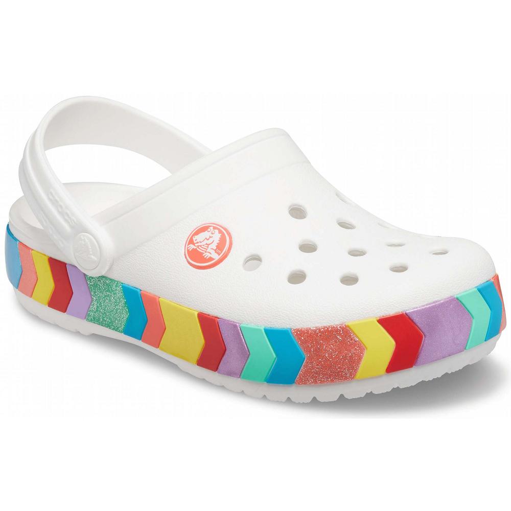 Sabots Crocs Crocband Chevron Beaded Blanche Fille | WQR-5235186