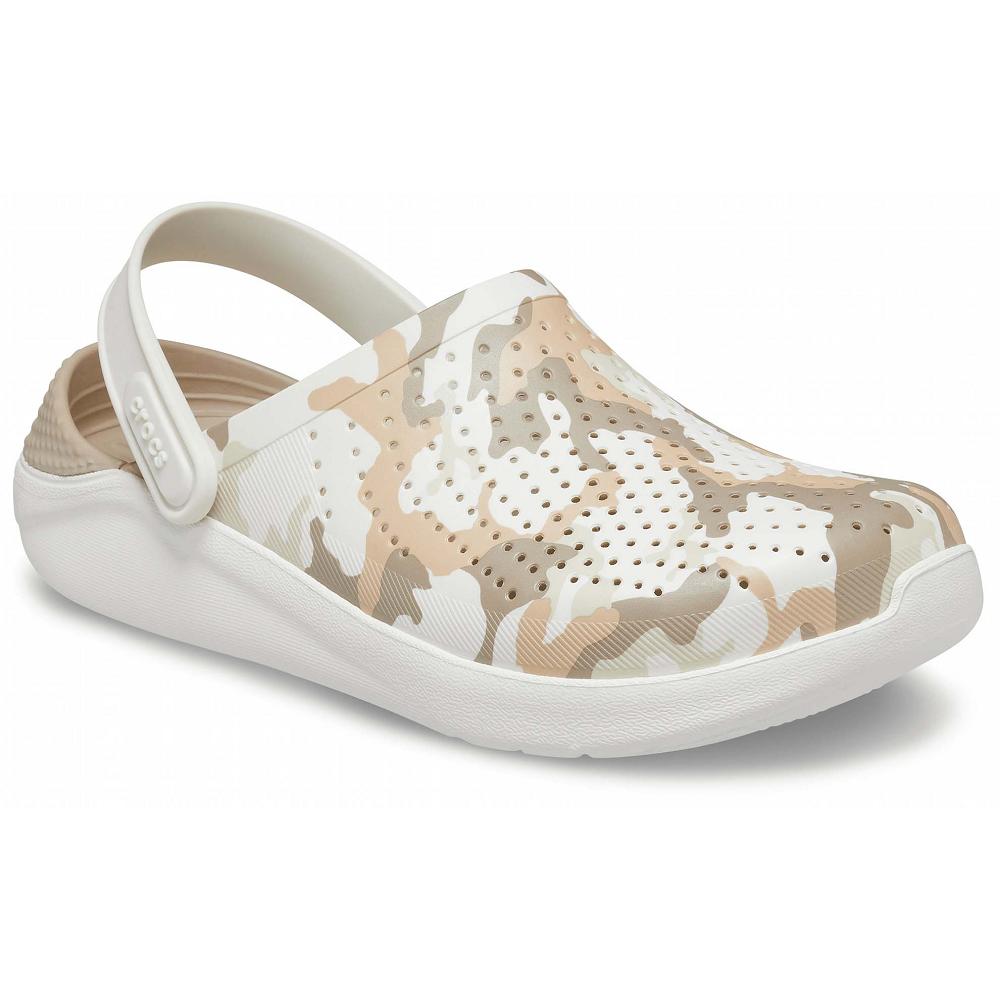 Sabots Crocs LiteRide Printed Camo Blanche Femme | UXH-5983072