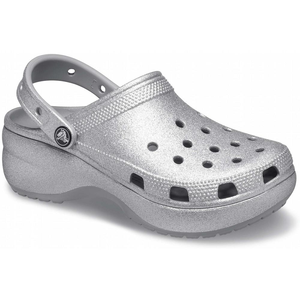 Sabots Crocs Women's Classiche Plateforme Glitter Argent Femme | PXD-1532265