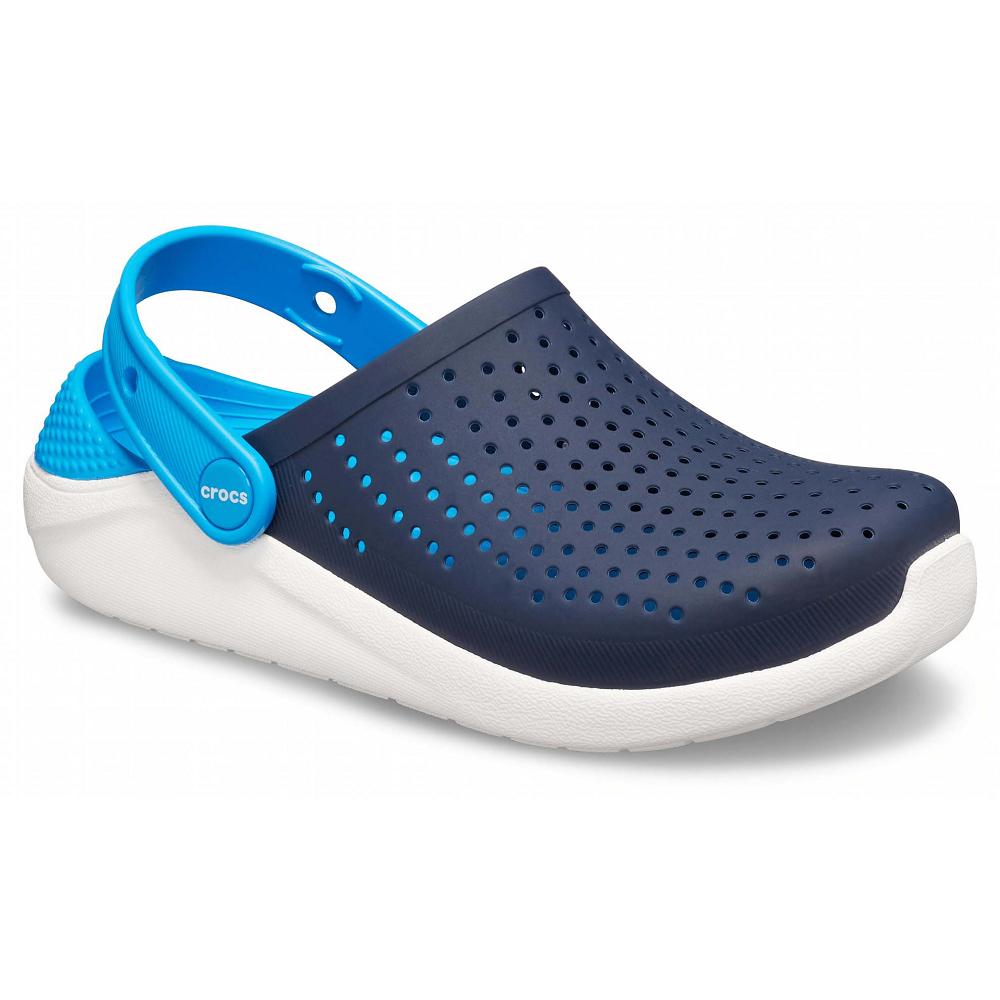 Sabots Crocs LiteRide Bleu Marine Blanche Fille | WWU-2912788