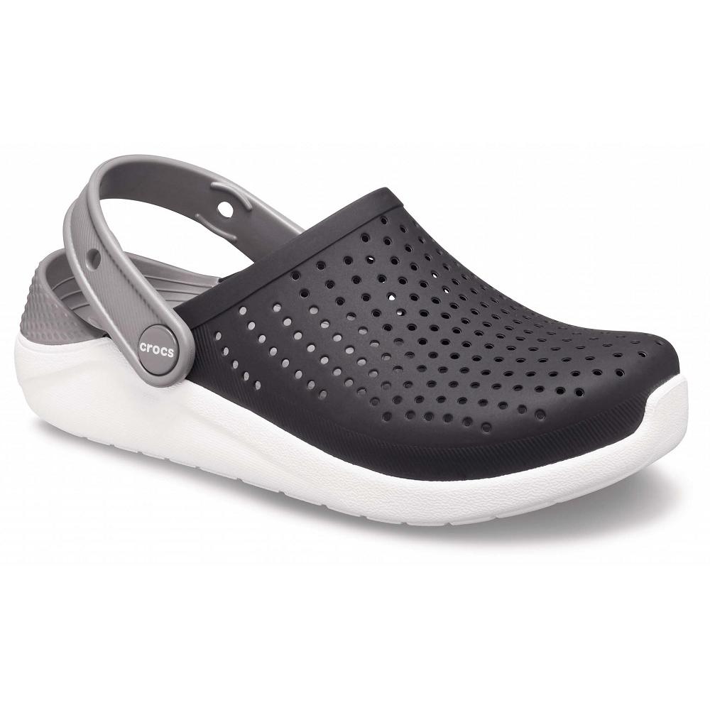 Sabots Crocs LiteRide Noir Blanche Fille | ROE-0861164