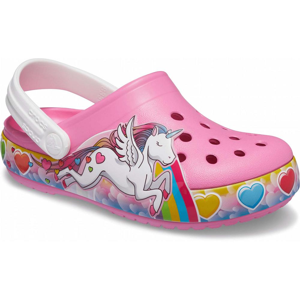 Sabots Crocs Fun Lab Unicorn Lights Rose Fille | FVK-0319688