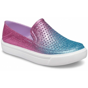 Chaussures Plates Crocs CitiLane Roka Glitter Slip-On Rose Fille | LMW-1170120