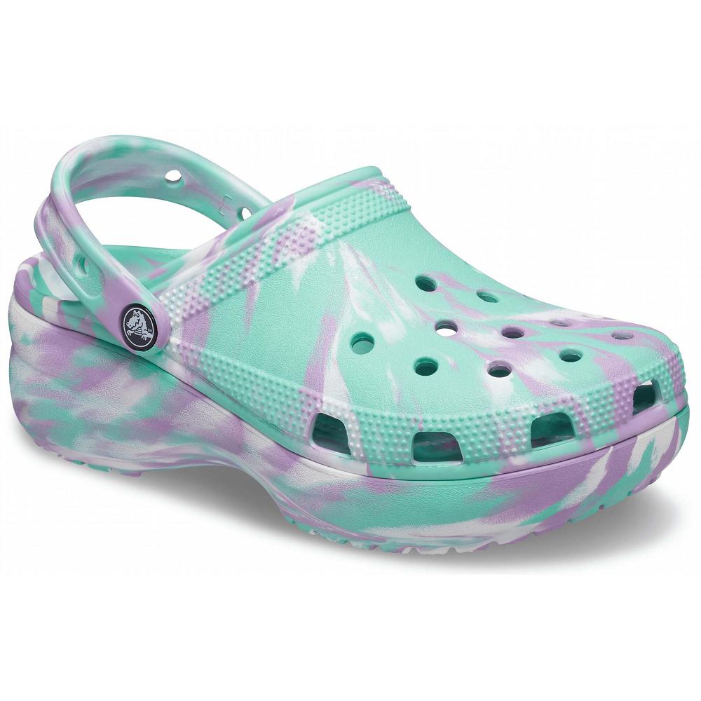 Sabots Crocs Women's Classiche Plateforme Marbled Menthe Femme | TZT-5608784