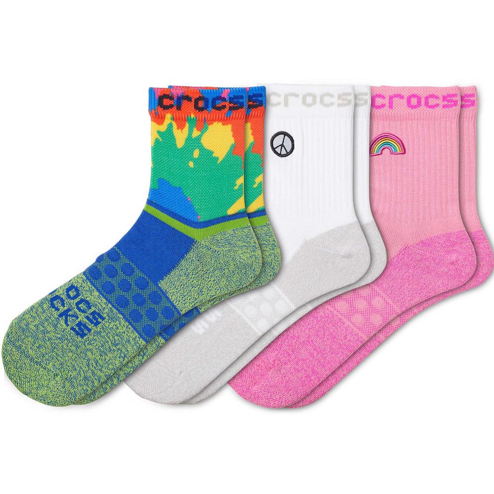 Chaussettes Crocs Adult Quarter Graphic 3-Pack Rose Femme | LBW-1533224