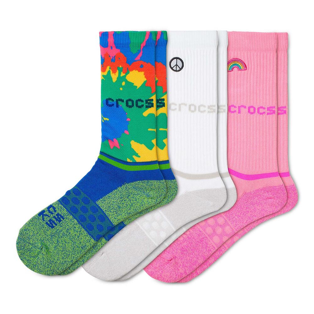 Chaussettes Crocs Adult Crew Graphic 3-Pack Rose Femme | ZLC-0524090