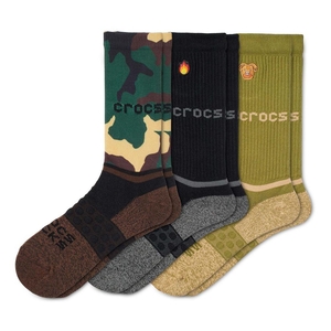 Chaussettes Crocs Adult Crew Graphic 3-Pack Noir Femme | EEM-7494025