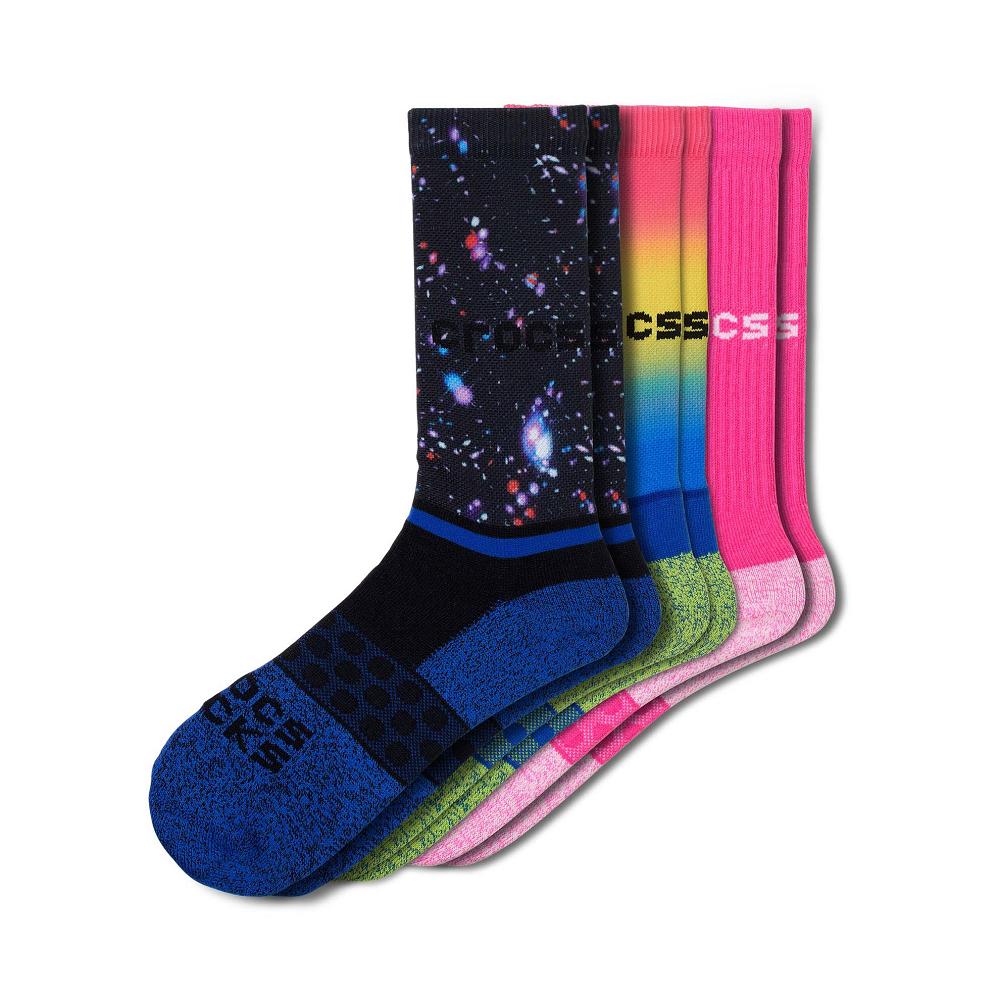 Chaussettes Crocs Adult Crew Seasonal Out Of This World 3 Pack Multicolore Femme | ZXY-3673818