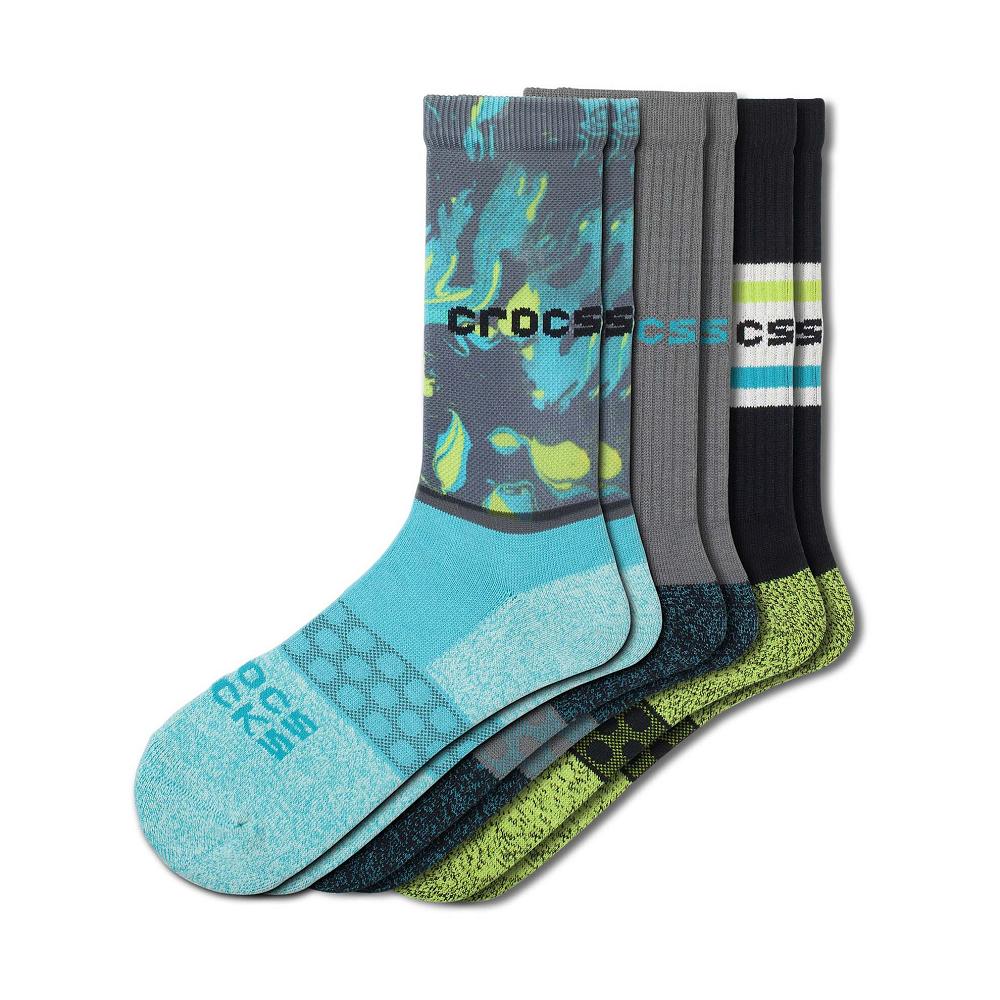 Chaussettes Crocs Adult Crew Seasonal Marble 3 Pack Multicolore Homme | OQK-2796856