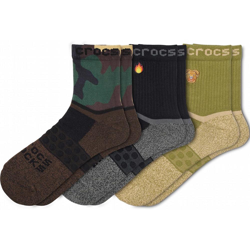 Chaussettes Crocs Adult Quarter Graphic 3-Pack Noir Homme | TWT-5670057