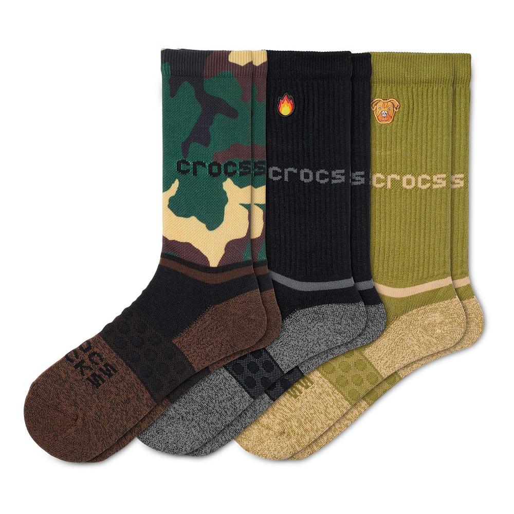 Chaussettes Crocs Adult Crew Graphic 3-Pack Multicolore Homme | NGZ-6166743