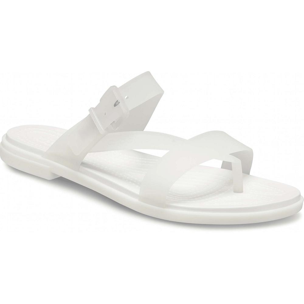 Tong Crocs Tulum Translucent Embout Post Blanche Femme | BHP-9897198