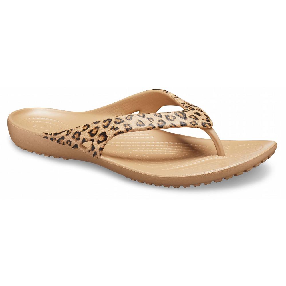 Tong Crocs Kadee II Leopard Taupe Femme | EHE-8184745