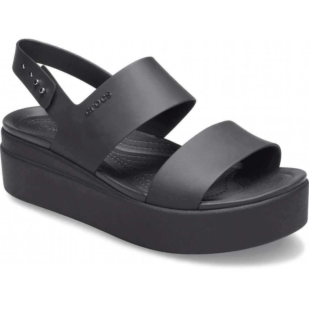 Compensées Crocs Brooklyn Low Noir Femme | ZEO-4652960