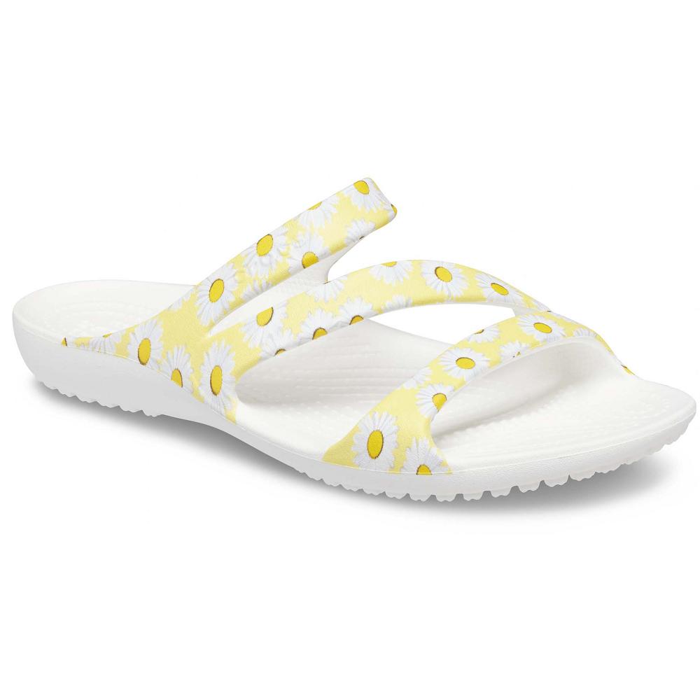 Sandales Crocs Kadee II Graphic Blanche Jaune Femme | FBI-4197476