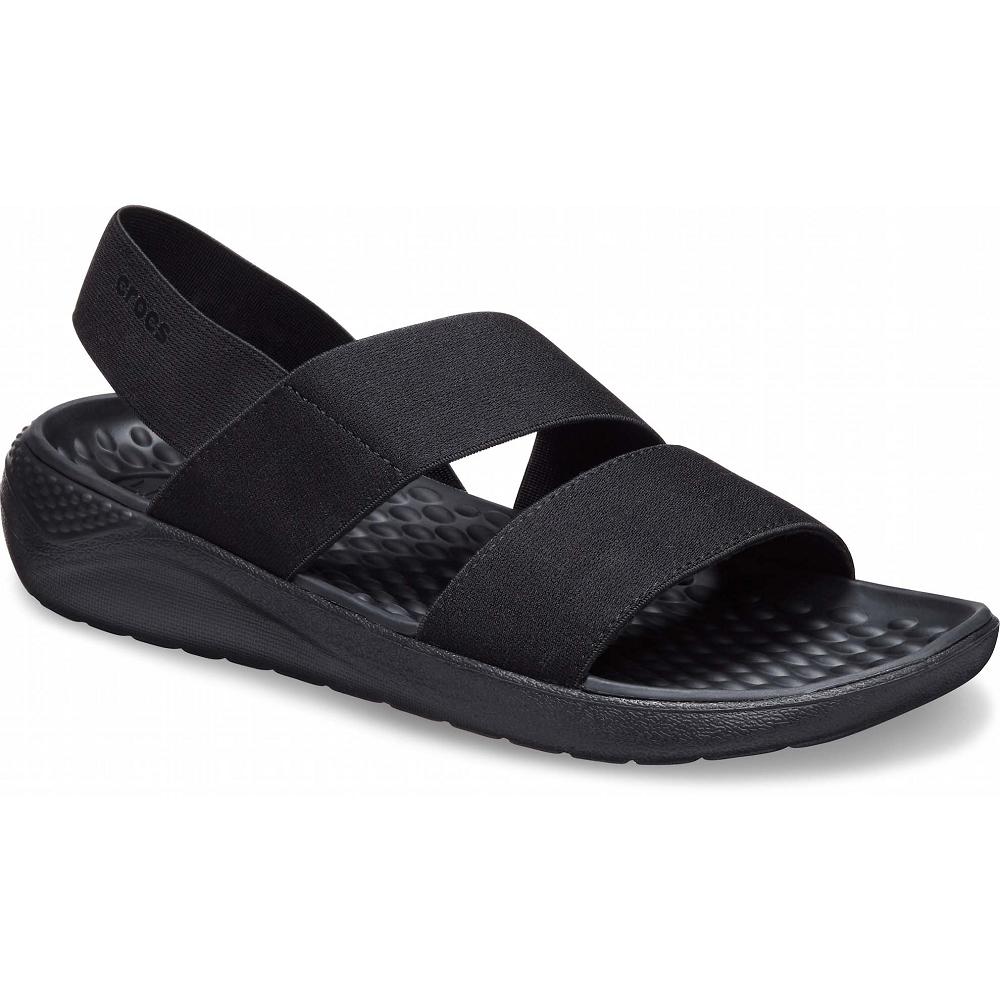 Sandales Crocs LiteRide Stretch Noir Femme | OTW-7583451