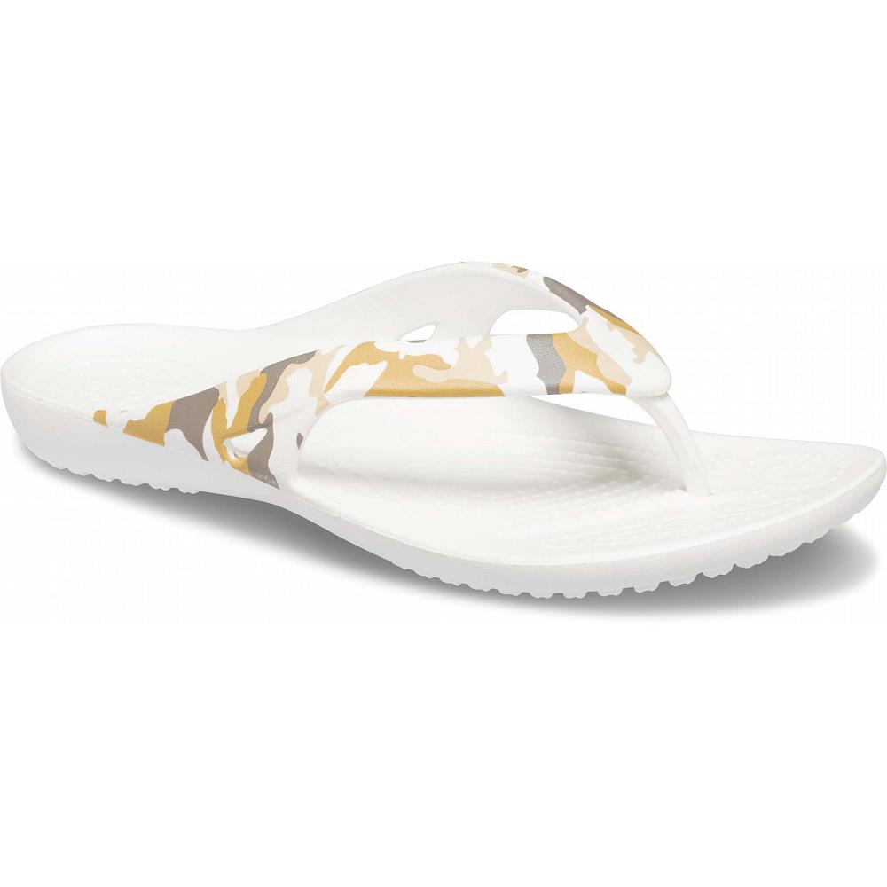 Sandales Crocs Kadee II Printed Flip Blanche Jaune Femme | PEF-2271460