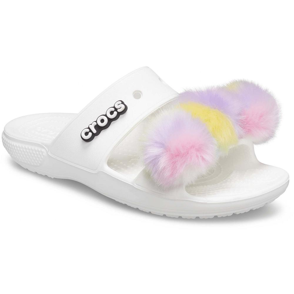 Sandales Crocs Classiche Fur Sure Blanche Femme | IMV-6012916