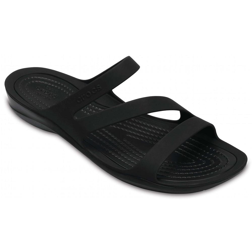 Claquette Crocs Swiftwater Sandal Noir Femme | DNU-1458114